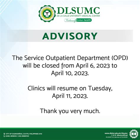 dlsumc opd schedule|To our Service OPD .